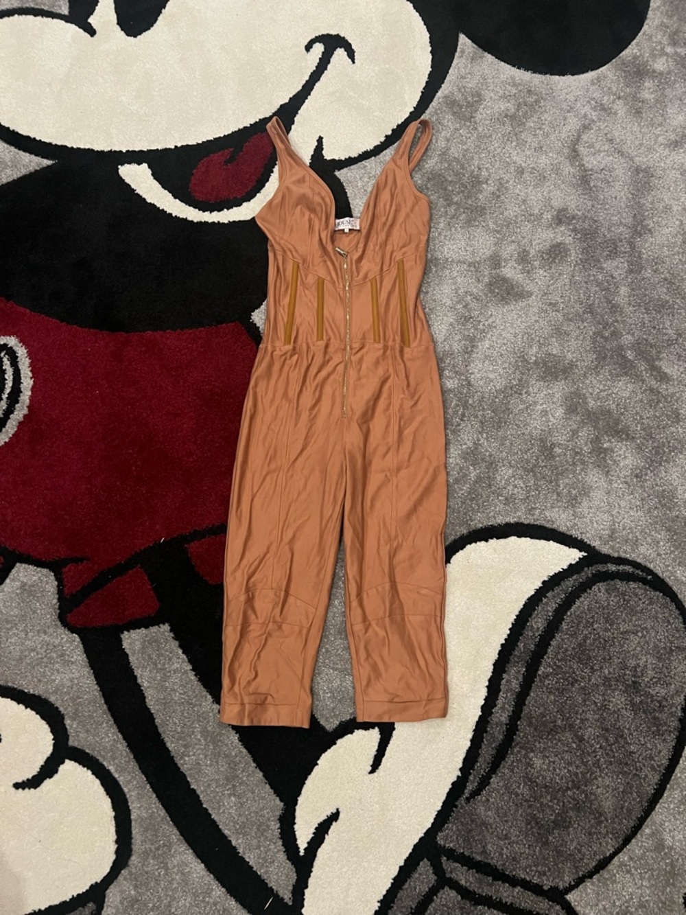 House of CB Orange Sleeveless Jumpsuit with Front Zipper